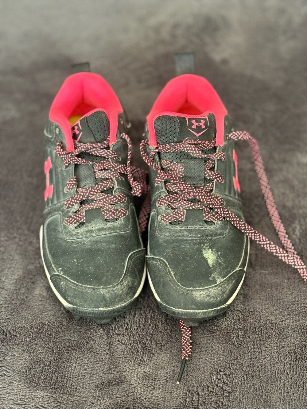 Under Armour Kids Black Sneakers with Pink Accents